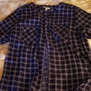 Notations Blue and White Button Down Shirt